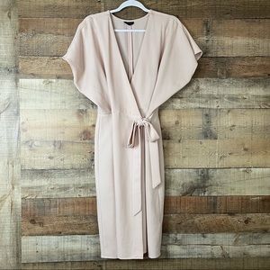 TopShop wrap midi dress nude pale pink Size 8